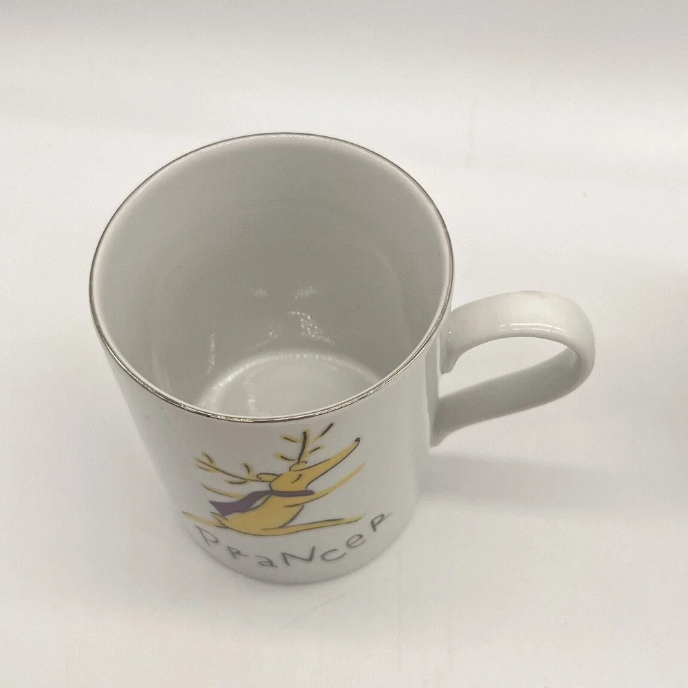 Pottery Barn Reindeer Christmas Mugs Dasher & Prancer Vintage Holiday Cups